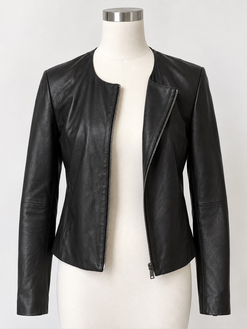 Vince Black Minimalist Leather Zip Jacket